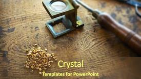  Presentation with nuggets - PPT theme consisting of inspecting gold gold nuggets background and a tawny brown colored foreground