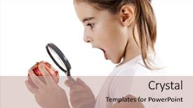  Presentation with magnifying glass - PPT theme having inspecting microbes on a red background and a  colored foreground