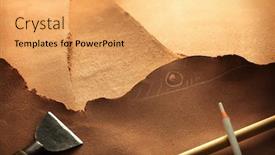  Presentation with leather craft - Beautiful presentation theme featuring inspecting-or-checking-leather-hide backdrop and a yellow colored foreground