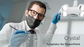  Presentation with dental office - Presentation design having inspection-at-the-dentist background and a light gray colored foreground