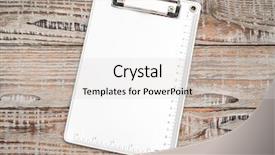  Presentation with wood board - PPT layouts consisting of blank checklist - clip board on wood background background and a light gray colored foreground