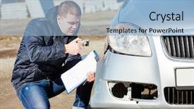  Presentation with recording - Colorful slide deck enhanced with insurance agent recording car damage backdrop and a  colored foreground