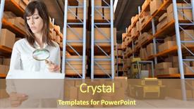  Presentation with distribution - Amazing presentation theme having inspection services - young woman verifying document backdrop and a coral colored foreground