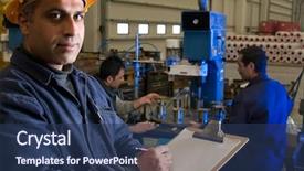  Presentation with industrial workers - Cool new presentation with inspector checking workers equipment motion backdrop and a ocean colored foreground