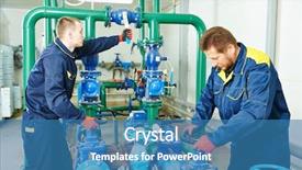  Presentation with hvac system - Presentation with inspector of fire engineering background and a teal colored foreground