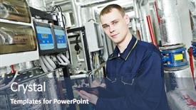  Presentation with hvac system - PPT theme with inspector of fire engineering background and a ocean colored foreground