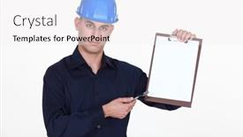  Presentation with inspector - Amazing PPT theme having inspector-unhappy-with-findings backdrop and a white colored foreground