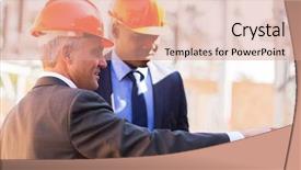  Presentation with electrical - Amazing slides having inspectors working in electrical power backdrop and a coral colored foreground