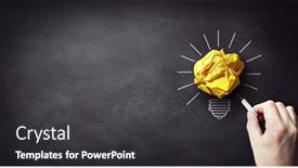  Presentation with bulb - Presentation theme enhanced with inspiration-concept-crumpled-paper-light background and a dark gray colored foreground