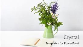  Presentation with green notebook - Colorful theme enhanced with inspiration-concept-notebook-or-sketchbook backdrop and a white colored foreground