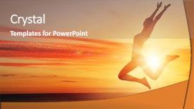  Presentation with city silhouette - Colorful slide set enhanced with inspiration free - silhouette of dancer jumping backdrop and a coral colored foreground