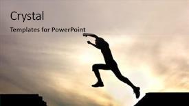  Presentation with free - PPT layouts consisting of inspiration free - silhouette of jumping man background and a mint green colored foreground