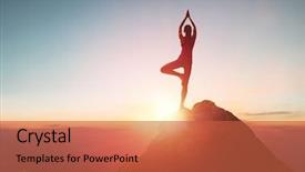  Presentation with business practices - Colorful theme enhanced with inspirational balance - woman practices yoga and meditates backdrop and a red colored foreground