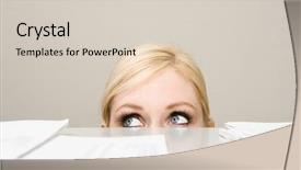  Presentation with cabinet - Slides having inspirational business - woman behind filing cabinet background and a lemonade colored foreground