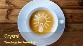  Presentation with light bulb idea invention presenter - Audience pleasing PPT layouts consisting of inspirational good morning - coffee cup with light bulb backdrop and a tawny brown colored foreground