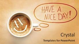  Presentation with quote - Theme with inspirational good morning - cup of coffee with smile background and a coral colored foreground