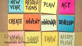  Presentation with new-year - PPT theme having inspirational new year resolutions on sticky notes background and a yellow colored foreground