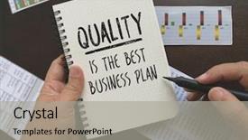  Presentation with work quality - Audience pleasing slide deck consisting of inspirational quotes on quality backdrop and a light gray colored foreground