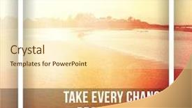  Presentation with inspirational - Colorful PPT theme enhanced with inspirational typographic quote - take every chance drop every fear backdrop and a cream colored foreground