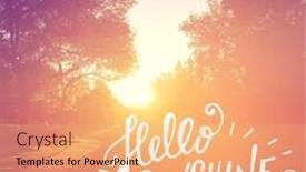  Presentation with inspirational - Presentation design having inspirational typographic quote with sunset - hello sunshine background and a coral colored foreground