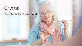  Presentation with grandma - Amazing slide deck having inspired-grandma-painting-easter-eggs backdrop and a white colored foreground