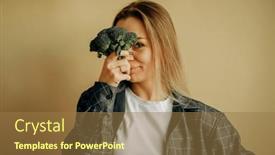  Presentation with food body - Theme consisting of inspired-happy-millennial-woman-show background and a  colored foreground