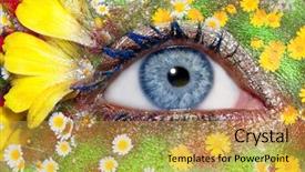  Presentation with blue earth eye - PPT theme enhanced with inspired in spring with flower background and a yellow colored foreground