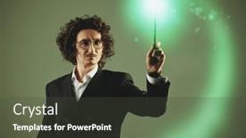  Presentation with miracle - Slide set consisting of inspired-male-magician-waves background and a dark gray colored foreground