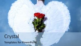  Presentation with angel - Colorful slide deck enhanced with inspired romantic man-angel backdrop and a light blue colored foreground