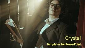 Presentation with literature - PPT layouts enhanced with inspired-writer-aristocrat-stands background and a wine colored foreground