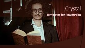  Presentation with literature - PPT theme consisting of inspired-writer-aristocrat-stands background and a wine colored foreground