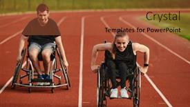  Presentation with wheelchairs - Slide set featuring inspiring-couple-with-disability-showcase background and a red colored foreground