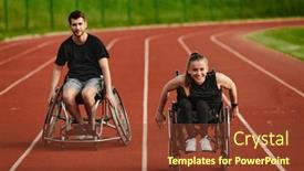  Presentation with wheelchairs - Presentation design enhanced with inspiring-couple-with-disability-showcase background and a tawny brown colored foreground