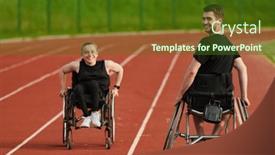  Presentation with wheelchairs - PPT layouts enhanced with inspiring-couple-with-disability-showcase background and a tawny brown colored foreground