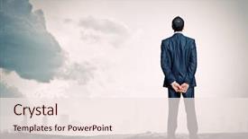  Presentation with leader - Audience pleasing presentation consisting of inspiring leader - rear view of businessman looking backdrop and a sky blue colored foreground