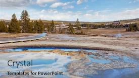  Presentation with natural park yellowstone - Colorful slide deck enhanced with inspiring-natural-background-pools backdrop and a light blue colored foreground