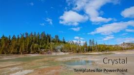  Presentation with natural park yellowstone - Presentation theme consisting of inspiring-natural-background-pools background and a coral colored foreground