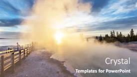  Presentation with natural park yellowstone - Colorful presentation theme enhanced with inspiring-natural-background-pools backdrop and a coral colored foreground