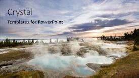  Presentation with natural park yellowstone - Slide deck having inspiring-natural-background-pools background and a light blue colored foreground
