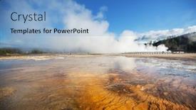  Presentation with natural park yellowstone - PPT theme enhanced with inspiring-natural-background-pools background and a teal colored foreground