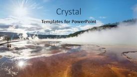  Presentation with natural park yellowstone - Presentation design enhanced with inspiring-natural-background-pools background and a light blue colored foreground