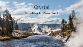  Presentation with natural park yellowstone - Presentation theme consisting of inspiring-natural-background-pools background and a light blue colored foreground