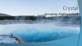  Presentation with natural park yellowstone - PPT theme featuring inspiring-natural-background-pools background and a light blue colored foreground