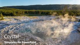  Presentation with natural park yellowstone - PPT theme enhanced with inspiring-natural-background-pools background and a gray colored foreground