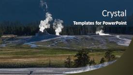  Presentation with natural park yellowstone - Presentation design having inspiring-natural-background-pools background and a ocean colored foreground