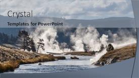  Presentation with natural park yellowstone - Presentation theme having inspiring-natural-background-pools background and a  colored foreground