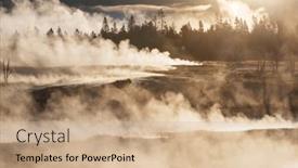  Presentation with natural park yellowstone - Presentation theme featuring inspiring-natural-background-pools background and a coral colored foreground