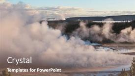  Presentation with natural park yellowstone - PPT theme with inspiring-natural-background-pools and a gray colored foreground