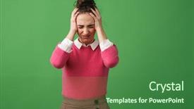  Presentation with green - Beautiful slide set featuring instability - portrait of a confused young backdrop and a forest green colored foreground