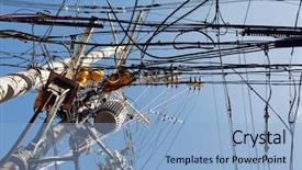  Presentation with messy - Beautiful PPT layouts featuring instalaciones electricas - messy electric cables in japan backdrop and a light blue colored foreground